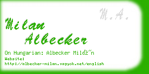 milan albecker business card